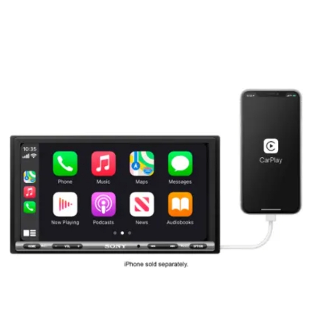 Sony Silver and Black Car Stereo Receiver with Apple CarPlay